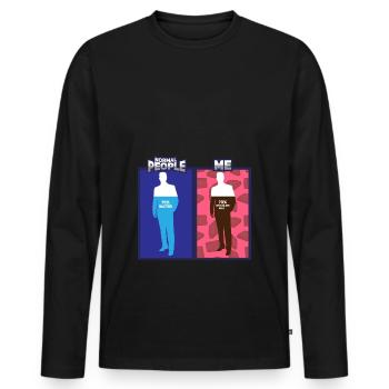 LAIT DE CHOCOLAT Les gens normaux contre moi - T-shirt manches longues Premium bio Homme - noir - Devant - Nico (187cm)