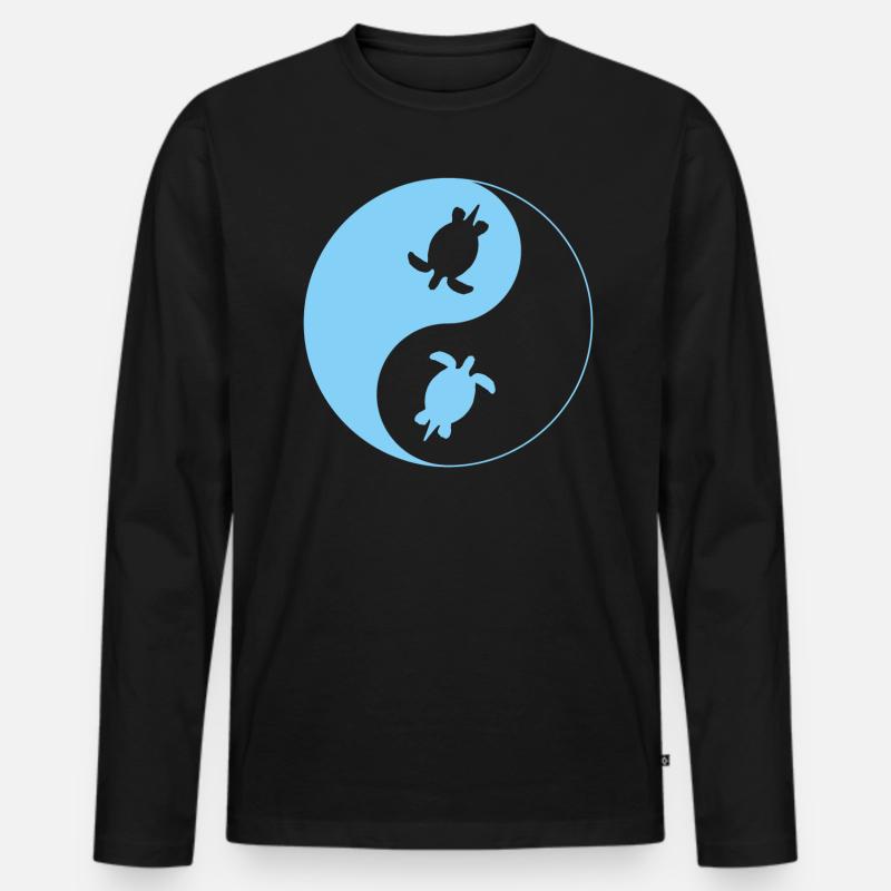 schildkröte, yin yang, turtle - Männer Premium Bio Langarmshirt - Schwarz