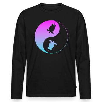 Schildkröte - Männer Premium Bio Langarmshirt - Schwarz - Vorne - Nico (187cm)