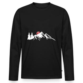 Schweiz Schweizerdeutsch Schweizer Berge - Männer Premium Bio Langarmshirt - Schwarz - Vorne - Nico (187cm)