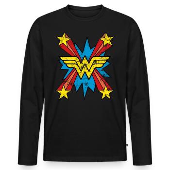 DC Comics Wonder Woman Retro Symbol Vintage - Men's Premium Organic Long Sleeve Shirt - black - Front - Nico (187cm)