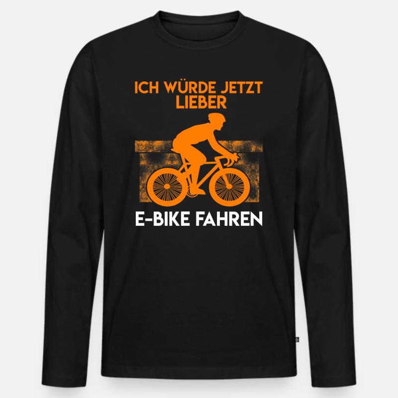 E-Biker E Bike Fahrer - Männer Premium Bio Langarmshirt - Schwarz