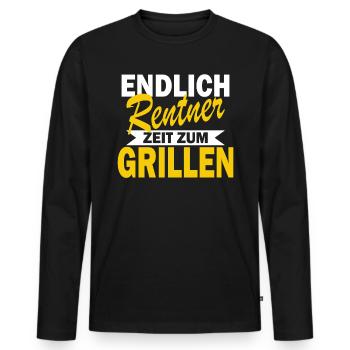 Endlich Rentner Grillen Rente Geschenk Ruhestand - Männer Premium Bio Langarmshirt - Schwarz - Vorne - Nico (187cm)