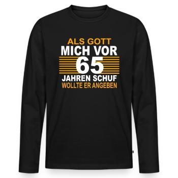 65 Jahre 65 Geburtstag Geschenk 65 Birthday - Männer Premium Bio Langarmshirt - Schwarz - Vorne - Nico (187cm)