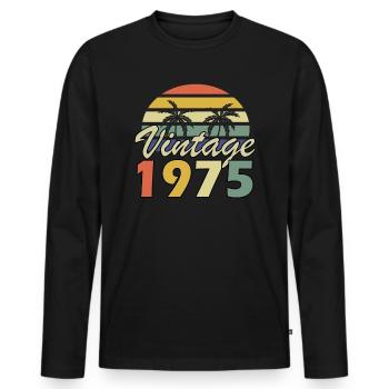 Vintage 1975 birthday 1975 year gift - Men's Premium Organic Long Sleeve Shirt - black - Front - Nico (187cm)
