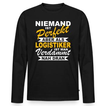 Spediteur Speditionskaufmann Logistiker Geschenk - Männer Premium Bio Langarmshirt - Schwarz - Vorne - Nico (187cm)