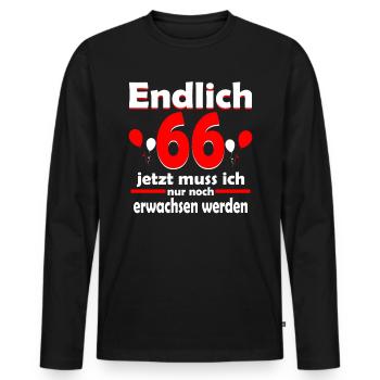 Endlich 66 Jahre 66 Geburtstag Geschenk - Männer Premium Bio Langarmshirt - Schwarz - Vorne - Nico (187cm)
