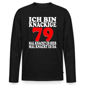 79 Jahre 79 Geburtstag Birthday Geschenk - Männer Premium Bio Langarmshirt - Schwarz - Vorne - Nico (187cm)