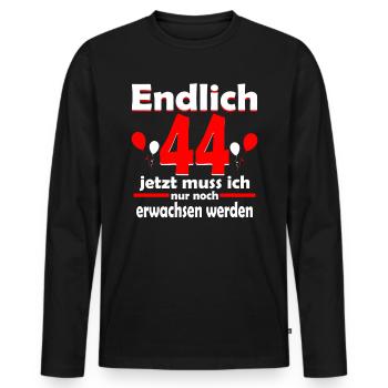 44 ans 44 anniversaire cadeau - T-shirt manches longues Premium bio Homme - noir - Devant - Nico (187cm)