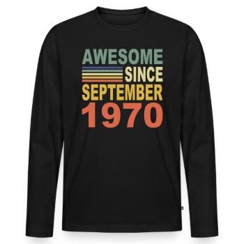 1970 année Génial depuis l'anniversaire de septembre 1970 - T-shirt manches longues Premium bio Homme - noir - Devant - Nico (187cm)