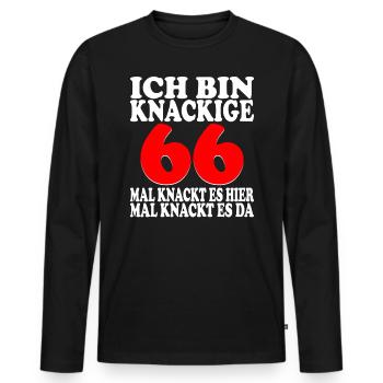 66 Jahre 66 Geburtstag Birthday Geschenk - Männer Premium Bio Langarmshirt - Schwarz - Vorne - Nico (187cm)