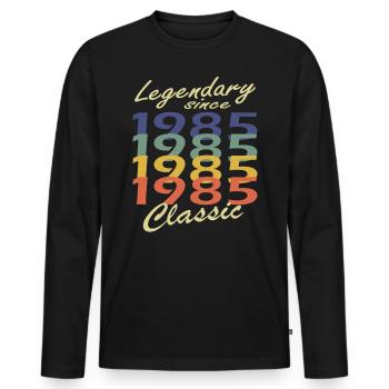 Legendary since 1985 year 1985 birthday gift - Men's Premium Organic Long Sleeve Shirt - black - Front - Nico (187cm)