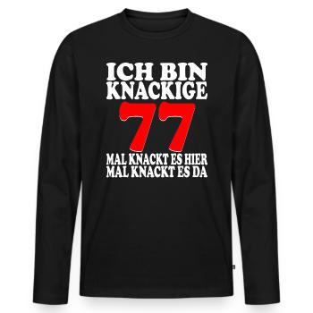 77 Jahre 77 Geburtstag Birthday Geschenk - Männer Premium Bio Langarmshirt - Schwarz - Vorne - Nico (187cm)