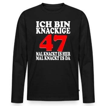 47 Jahre 47 Geburtstag Birthday Geschenk - Männer Premium Bio Langarmshirt - Schwarz - Vorne - Nico (187cm)