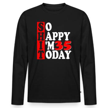 Happy I'm 35 anniversaire cadeau de 35 ans - T-shirt manches longues Premium bio Homme - noir - Devant - Nico (187cm)