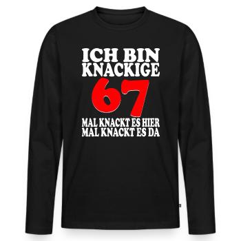 67 Jahre 67 Geburtstag Birthday Geschenk - Männer Premium Bio Langarmshirt - Schwarz - Vorne - Nico (187cm)