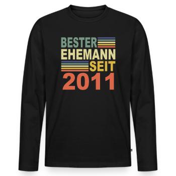2011 Bester Ehemann Ehepartner Jahr 2011 Partner - Männer Premium Bio Langarmshirt - Schwarz - Vorne - Nico (187cm)
