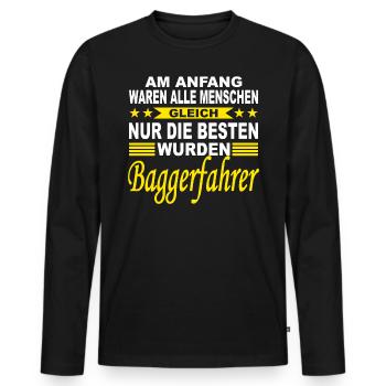 Pelleteuse bagger bagger cadeau - T-shirt manches longues Premium bio Homme - noir - Devant - Nico (187cm)