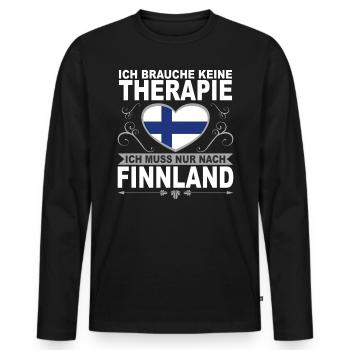 Ich muss nach Finnland Urlaub Helsinki Geschenk - Männer Premium Bio Langarmshirt - Schwarz - Vorne - Nico (187cm)
