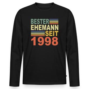 1998 Bester Ehemann Ehepartner Jahr 1998 Partner - Männer Premium Bio Langarmshirt - Schwarz - Vorne - Nico (187cm)