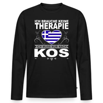 Ich muss nach Kos Urlaub Griechenland Geschenk - Männer Premium Bio Langarmshirt - Schwarz - Vorne - Nico (187cm)