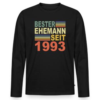1993 Bester Ehemann Ehepartner Jahr 1993 Partner - Männer Premium Bio Langarmshirt - Schwarz - Vorne - Nico (187cm)