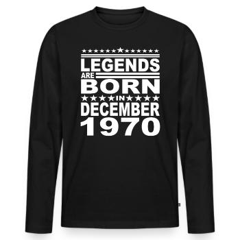 Legendary since December 1970, 1970 birthday - Men's Premium Organic Long Sleeve Shirt - black - Front - Nico (187cm)