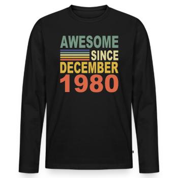 1980 Year Birthday Awesome since December 1980 - Men's Premium Organic Long Sleeve Shirt - black - Front - Nico (187cm)