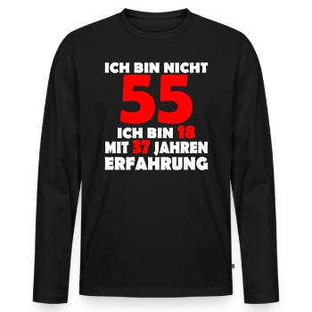 Ich bin nicht 55 Jahre 55 Geburtstag Geschenk - Männer Premium Bio Langarmshirt - Schwarz - Vorne - Nico (187cm)