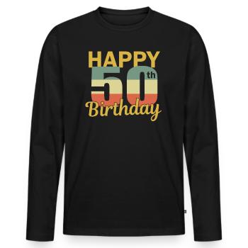 50 years for 50 birthday gift - Men's Premium Organic Long Sleeve Shirt - black - Front - Nico (187cm)