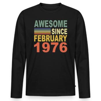 1976 Jahr Geburtstag Awesome since February 1976 - Männer Premium Bio Langarmshirt - Schwarz - Vorne - Nico (187cm)