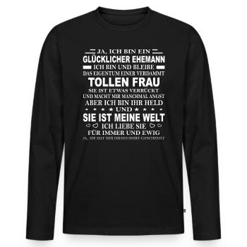 Mann Ehepartner Geschenk Glücklicher Ehemann Kerl - Männer Premium Bio Langarmshirt - Schwarz - Vorne - Nico (187cm)