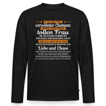 Mann Ehepartner Geschenk Verwöhnter Ehemann Kerl - Männer Premium Bio Langarmshirt - Schwarz - Vorne - Nico (187cm)