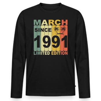1991 Jahr Geburtstag Legendär seit März 1991 - Männer Premium Bio Langarmshirt - Schwarz - Vorne - Nico (187cm)