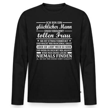 Mann Ehepartner Geschenk Glücklicher Ehemann Kerl - Männer Premium Bio Langarmshirt - Schwarz - Vorne - Nico (187cm)