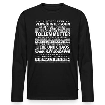 Stolze Mutter Mama und Sohn Verwöhnter Sohn - Männer Premium Bio Langarmshirt - Schwarz - Vorne - Nico (187cm)