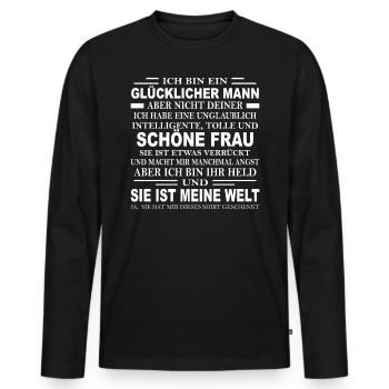 Mann Ehepartner Geschenk Glücklicher Ehemann Kerl - Männer Premium Bio Langarmshirt - Schwarz - Vorne - Nico (187cm)