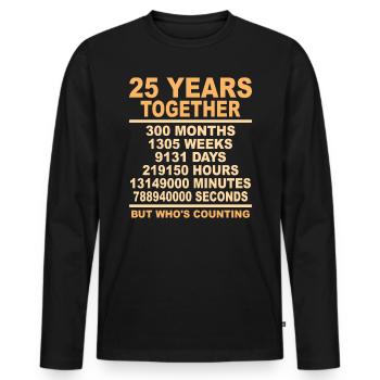 Silver Wedding 25 Years Married Gift Love - Men's Premium Organic Long Sleeve Shirt - black - Front - Nico (187cm)