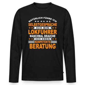 Bahnführer Lokführer Eisenbahner Geschenk Bahn - Männer Premium Bio Langarmshirt - Schwarz - Vorne - Nico (187cm)