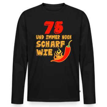 75 Jahre Geschenk 75 Geburtstag Birthday - Männer Premium Bio Langarmshirt - Schwarz - Vorne - Nico (187cm)