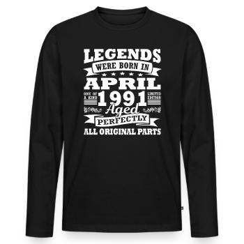1991 Jahr Geburtstag April seit April 1991 - Männer Premium Bio Langarmshirt - Schwarz - Vorne - Nico (187cm)