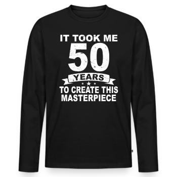 50 Years Birthday 50 Birthday Gift 50 Years - Men's Premium Organic Long Sleeve Shirt - black - Front - Nico (187cm)