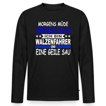 Walzenfahrer Geschenk Walzenfahrzeug Arbeit Walze - Männer Premium Bio Langarmshirt - Schwarz - Vorne - Nico (187cm)