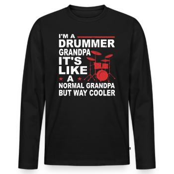 Batteur grand-père batteur papy grand-père - T-shirt manches longues Premium bio Homme - noir - Devant - Nico (187cm)