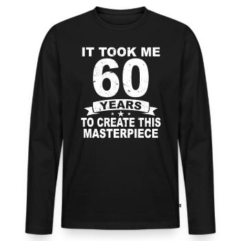 60 anniversaire anniversaire 60 anniversaire cadeau 60 ans - T-shirt manches longues Premium bio Homme - noir - Devant - Nico (187cm)