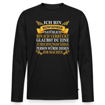 bester Busfahrer Autobusfahrer Reisebus Geschenk - Männer Premium Bio Langarmshirt - Schwarz - Vorne - Nico (187cm)