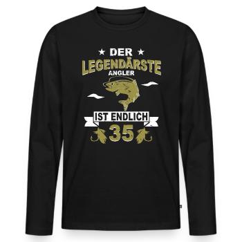 35 Jahre Geschenk 35 Geburtstag Angler Angeln - Männer Premium Bio Langarmshirt - Schwarz - Vorne - Nico (187cm)