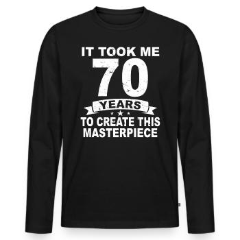 70 ans anniversaire 70 anniversaire cadeau 70 ans - T-shirt manches longues Premium bio Homme - noir - Devant - Nico (187cm)