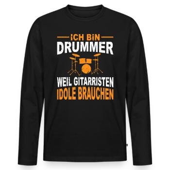 Schlagzeuger Geschenk Schlagzeug Spieler Drummer - Männer Premium Bio Langarmshirt - Schwarz - Vorne - Nico (187cm)