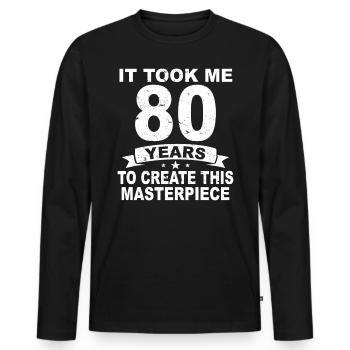 80 Years Birthday 80 Birthday Gift 80 Years - Men's Premium Organic Long Sleeve Shirt - black - Front - Nico (187cm)